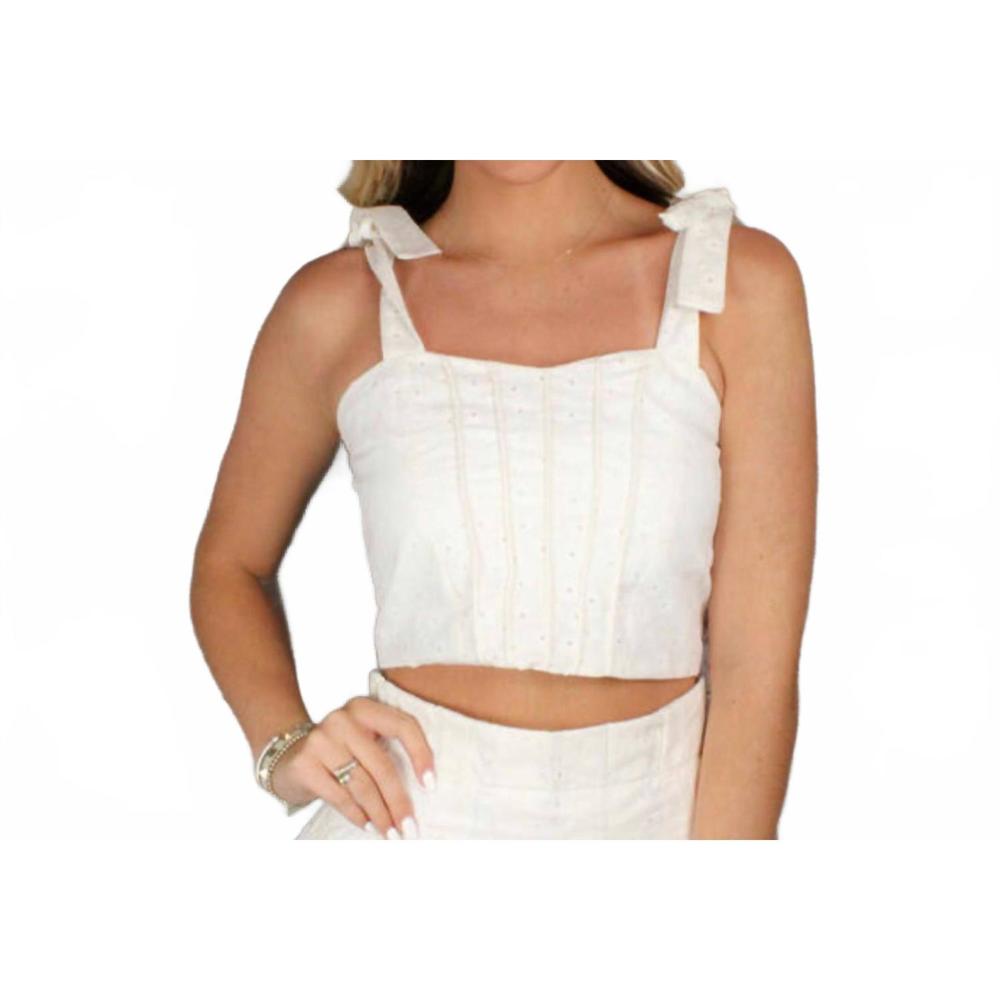 NEW IF SO eyelet tank top in white